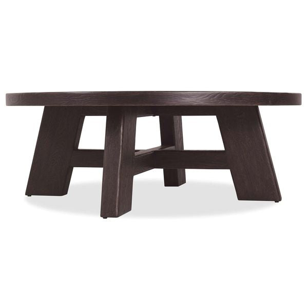 Tavolino cocktail rotondo legno fluttuante, Legno Bruciato